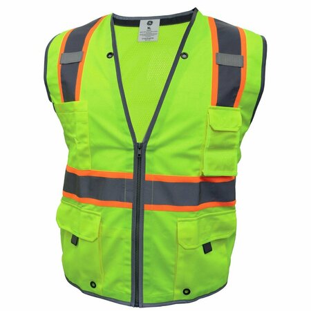 GE Green Engineer Vest W/Contrast Trims 8 Pocket, XL GV086GXL